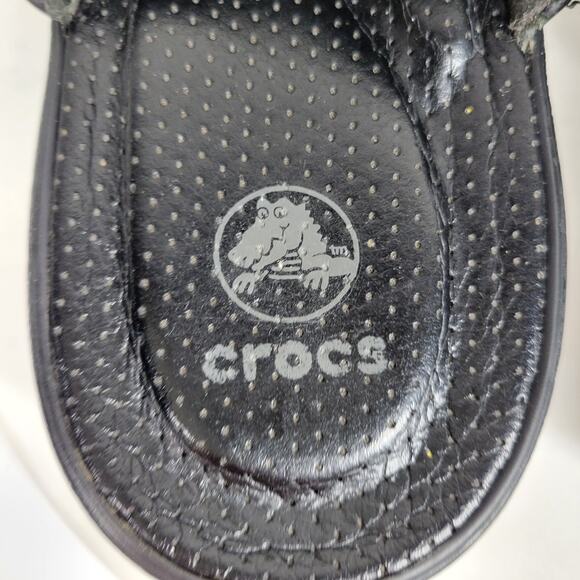 Crocs Cobbler Mules Womens 11 Black Quilted Patent Leather Platform Clogs Work - Picture 5 of 16